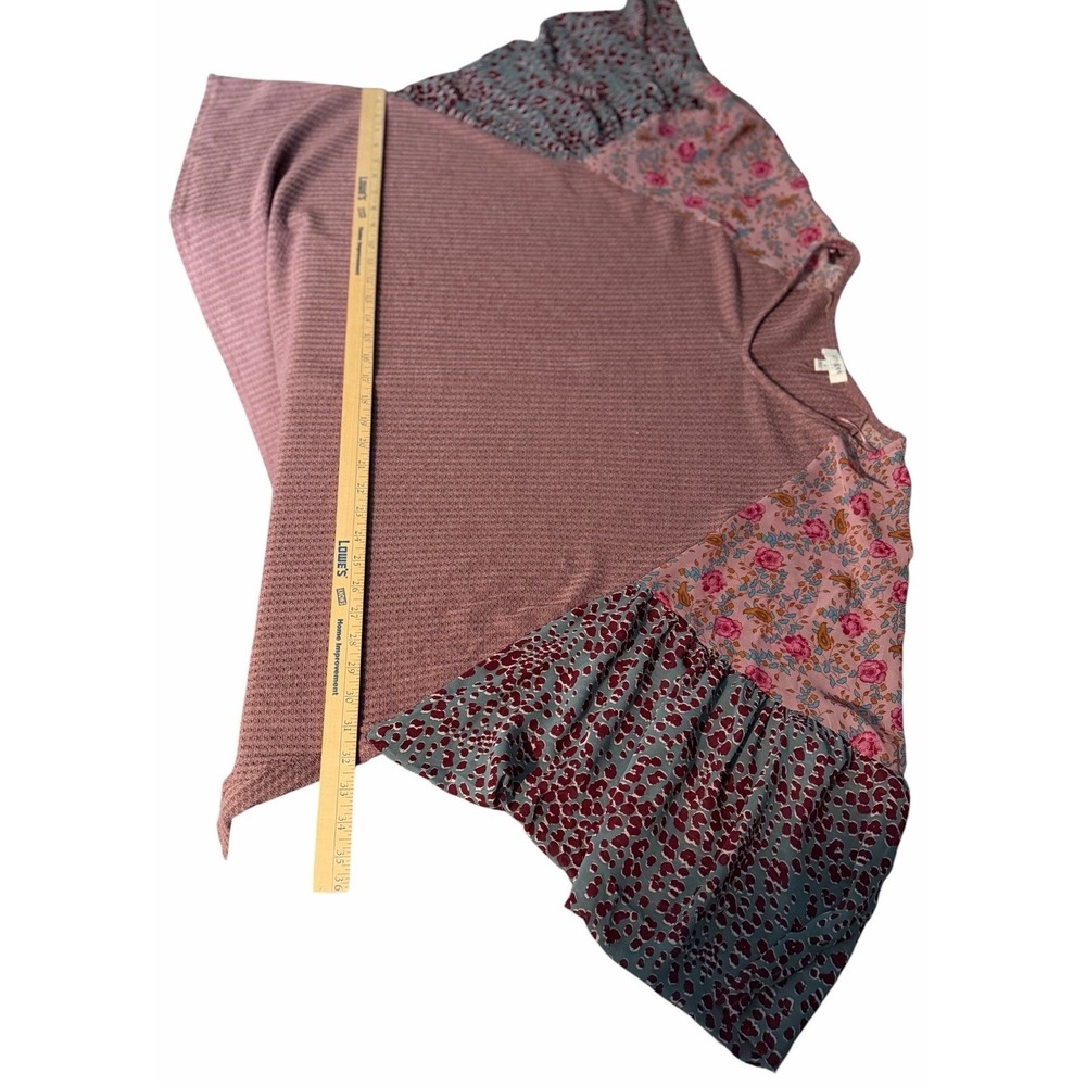 Umgee USA Dress Womens S Mauve Floral Leopard Balloon Sleeve Boho Tunic - Picture 7 of 12
